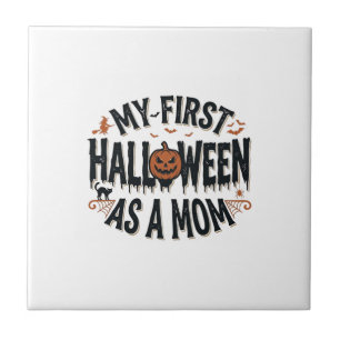 My First Halloween as a Mum Vintage Halloween Desi Ceramic Tile