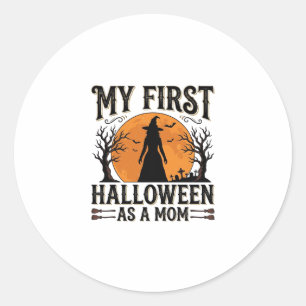 My First Halloween as a Mum Vintage Halloween Desi Classic Round Sticker