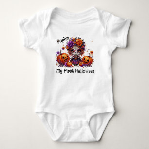 My First Halloween Baby Sugar Skull Bodysuit