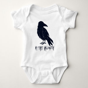 My First Halloween Black Crow Silhouette Baby Bodysuit