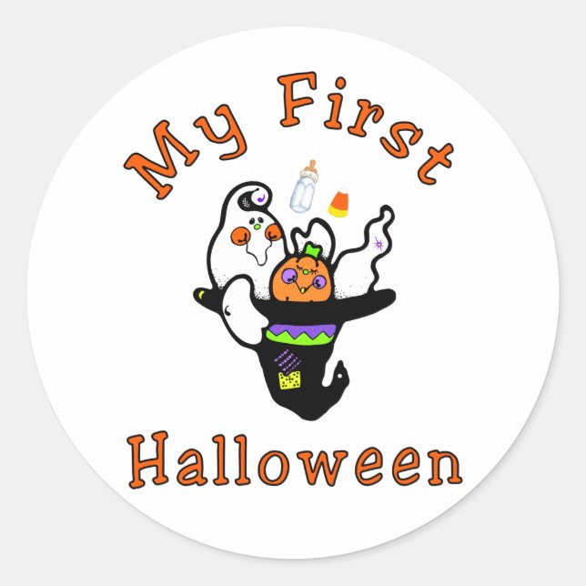 My First Halloween Classic Round Sticker (Front)