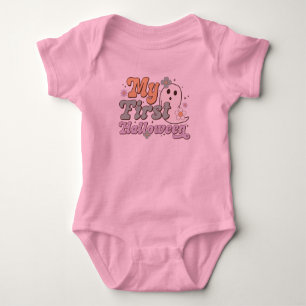 My First Halloween colourful groovy typography Baby Bodysuit