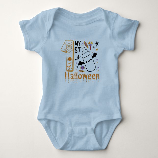 My First Halloween Cute Funny Baby Bodysuit (Front)