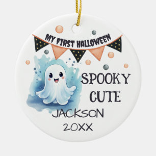 My First Halloween - Cute Happy Ghost Customisable Ceramic Ornament