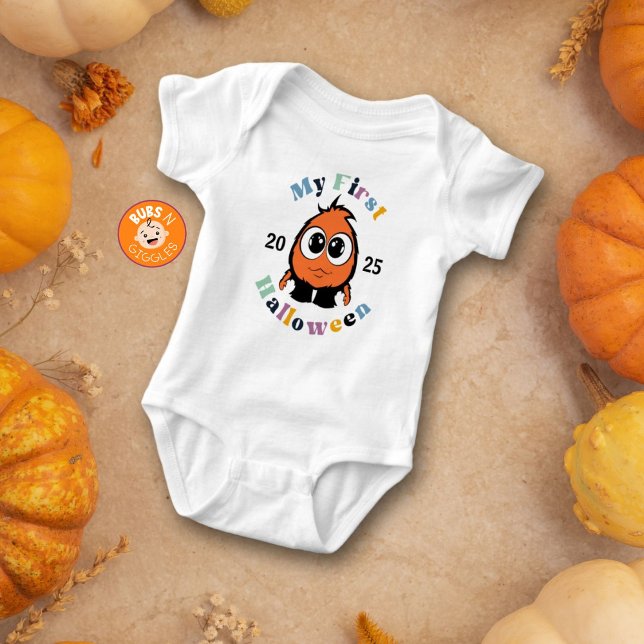My First Halloween Cute Little Monster Personalise Baby Bodysuit (Creator Uploaded)