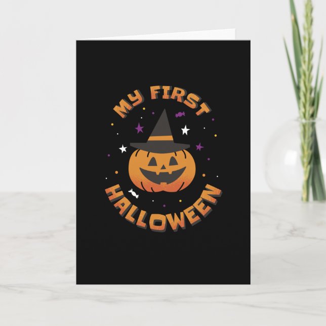 My First Halloween Cute Pumpkin Card (Front)