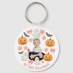 My First Halloween   Cute Pumpkin & Ghost Wreath - Key Ring