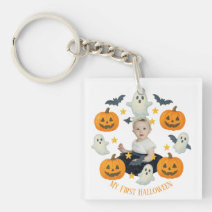 My First Halloween   Cute Pumpkin & Ghost Wreath  Key Ring