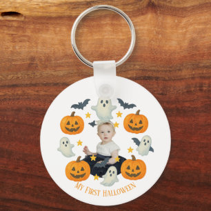 My First Halloween   Cute Pumpkin & Ghost Wreath - Key Ring