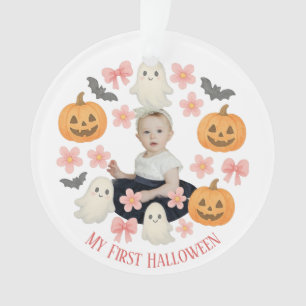 My First Halloween   Cute Pumpkin & Ghost Wreath  Ornament