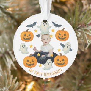 My First Halloween   Cute Pumpkin & Ghost Wreath  Ornament