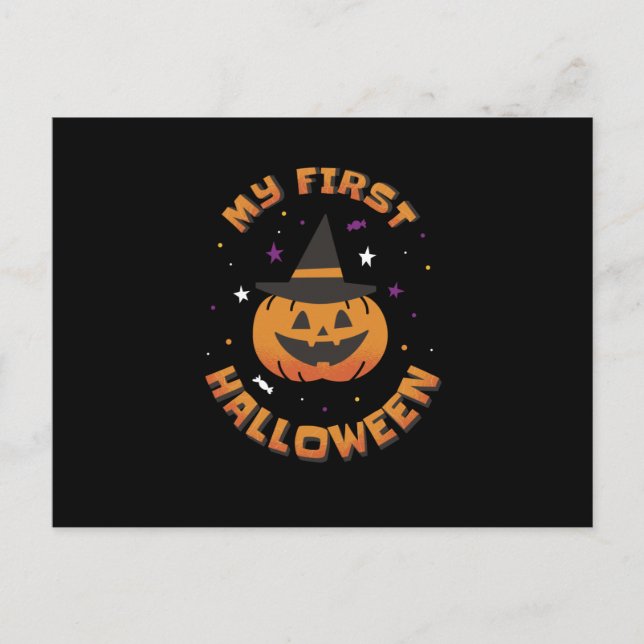 My First Halloween Cute Pumpkin Postcard (Front)
