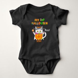 My First Halloween Ghost Cat Baby Bodysuit