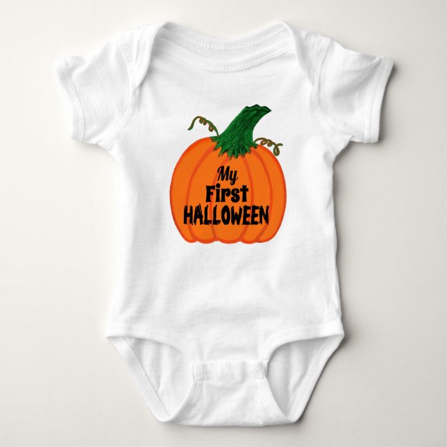 My First Halloween Orange Pumpkin  Baby Bodysuit (Front)