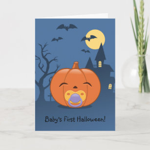 My First Halloween Pacifier Pumpkin Card