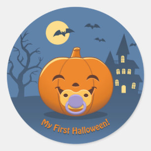My First Halloween Pacifier Pumpkin Classic Round Sticker