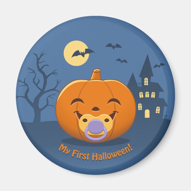 My First Halloween Pacifier Pumpkin Magnet (Front)