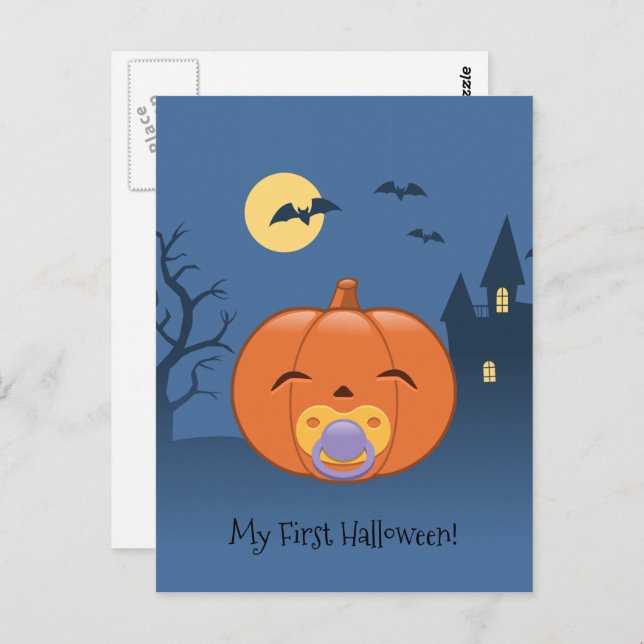 My First Halloween Pacifier Pumpkin Postcard (Front/Back)