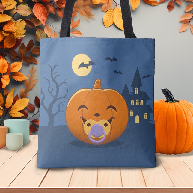 My First Halloween Pacifier Pumpkin Tote Bag (Creator Uploaded)