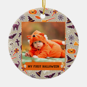My First Halloween Photo Ceramic Ornament
