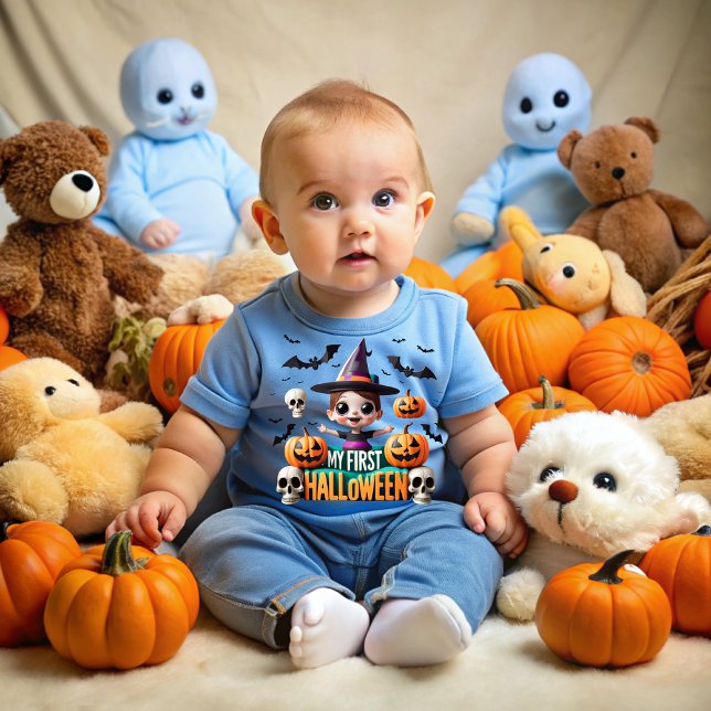 My first Halloween: Scares and laughter! Baby T-Shirt (Creator Uploaded)