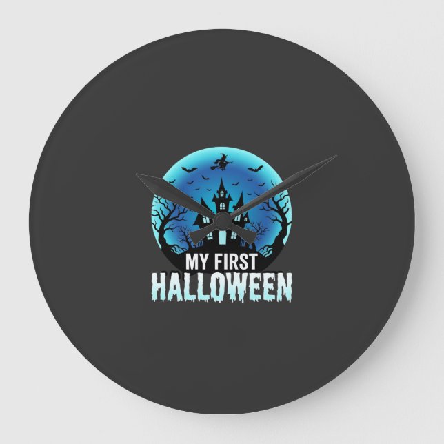 My First Halloween Spooky Haunted House Design_1 Large Clock (Front)