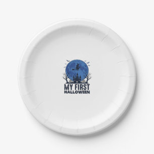 My First Halloween Vintage Engraving Kids Design_1 Paper Plate