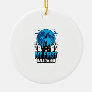 My First Halloween Vintage Haunted Castle Baby Shi Ceramic Ornament