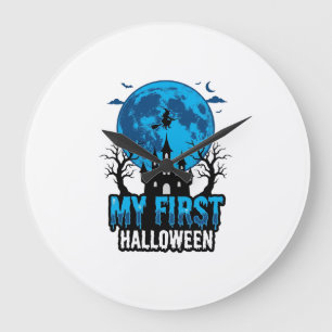 My First Halloween Vintage Haunted Castle Baby Shi Large Clock