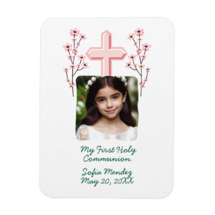 My First Holy Communion Personalised Photo Floral  Magnet