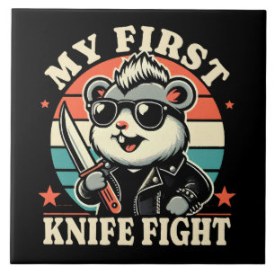 My First Knife Fight - Cool Hamster Ceramic Tile