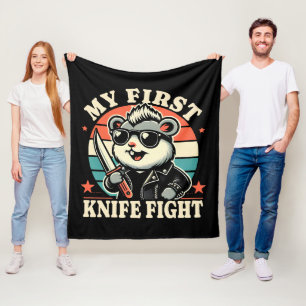 My First Knife Fight - Cool Hamster Fleece Blanket