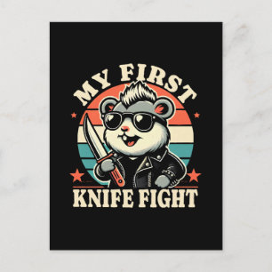 My First Knife Fight - Cool Hamster Invitation Postcard