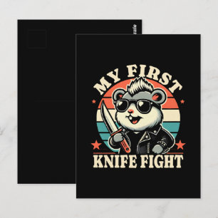 My First Knife Fight - Cool Hamster Postcard