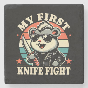My First Knife Fight - Cool Hamster Stone Coaster
