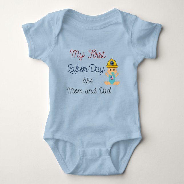 my first Labor Day like Mom and Dad Baby Bodysuit (Front)