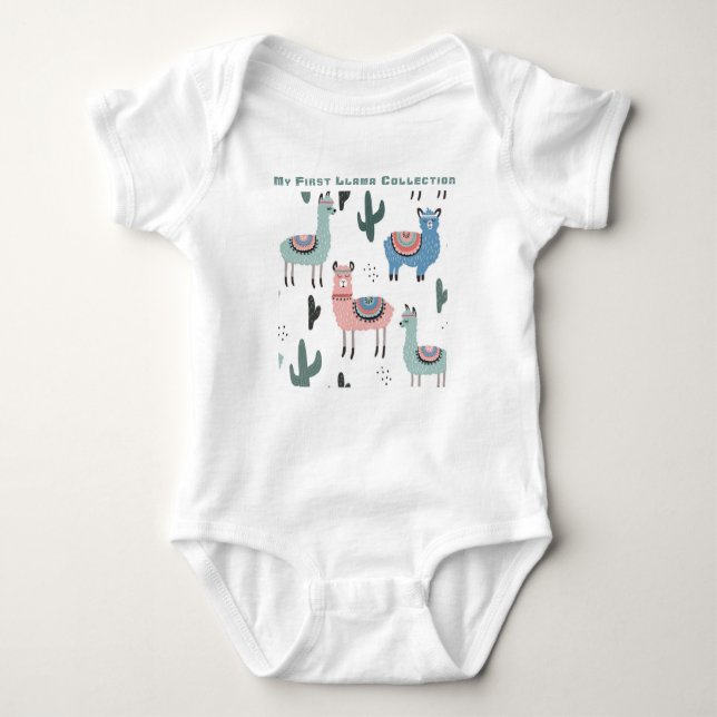 My First Llama Collection Baby Bodysuit (Front)
