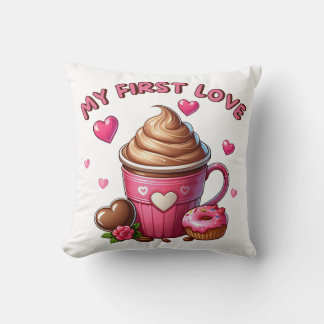 My First Love Cupcake And Coffee Cushion