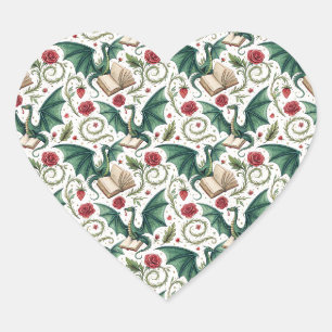 My First Loves - Dragons and Books Heart Sticker