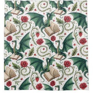 My First Loves - Dragons and Books Shower Curtain
