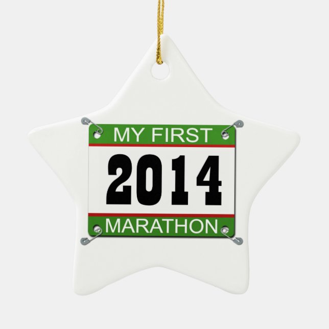 My First Marathon - 2014 Ceramic Tree Decoration (Front)
