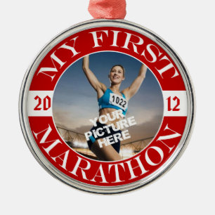 My First Marathon - Customisable Photo and Year Metal Ornament