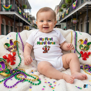 My First Mardi Gras 2026 Cute Crawfish Baby Bodysuit