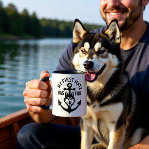 My First Mate Has Fur Husky Dog Nautical Anchor Mug