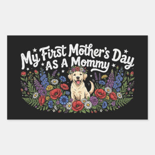 My First Mother's Day as a Dog Mummy Golden Retrie Rectangular Sticker