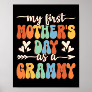 My First Mother's Day As A Grammy Retro Groovy Mot Poster