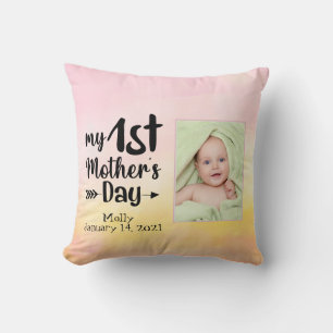 My First Mother's Day Custom Photo Throw Pillow