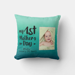 My First Mother's Day Custom Photo Throw Pillow