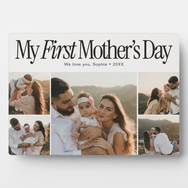 My First Mothers Day Retro Photo Collage Plaque (Front)