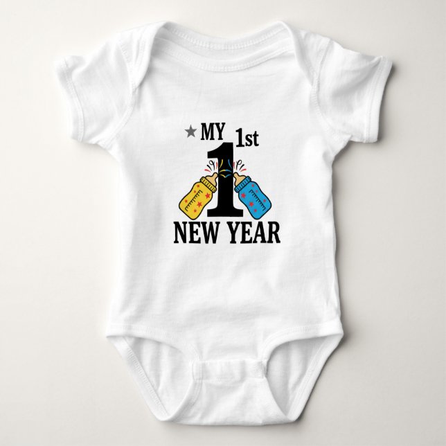 My First New Year 2026 Baby  Cute New Year outfit Baby Bodysuit (Front)
